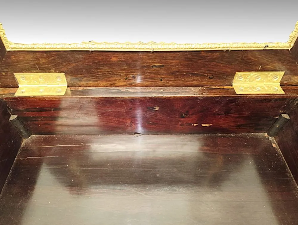 A Very Rare 19th Century Inlaid Ormolu Mounted Work or Lamp Table Stamped 'Tahan Paris'