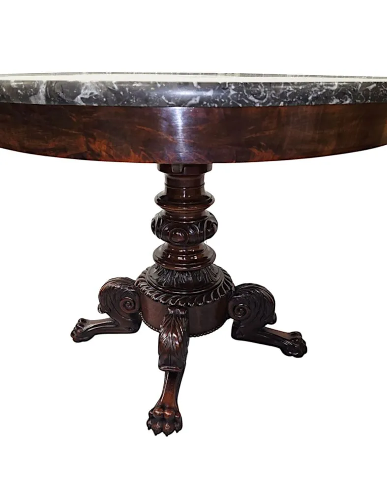 A Very Rare Large 19th Century Marble Top Centre Table With Claw Foot