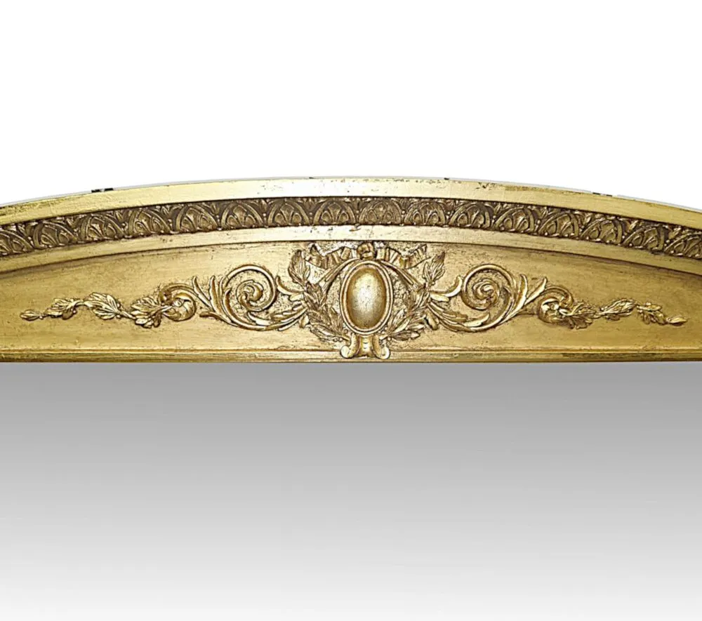  A Fabulous Large 19th Century Giltwood Overmantel Mirror With Original Back and Glass