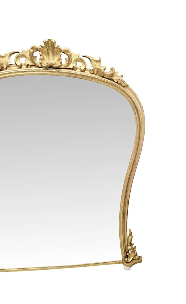 A Stunning Large 19th Century Archtop Giltwood Overmantel Mirror