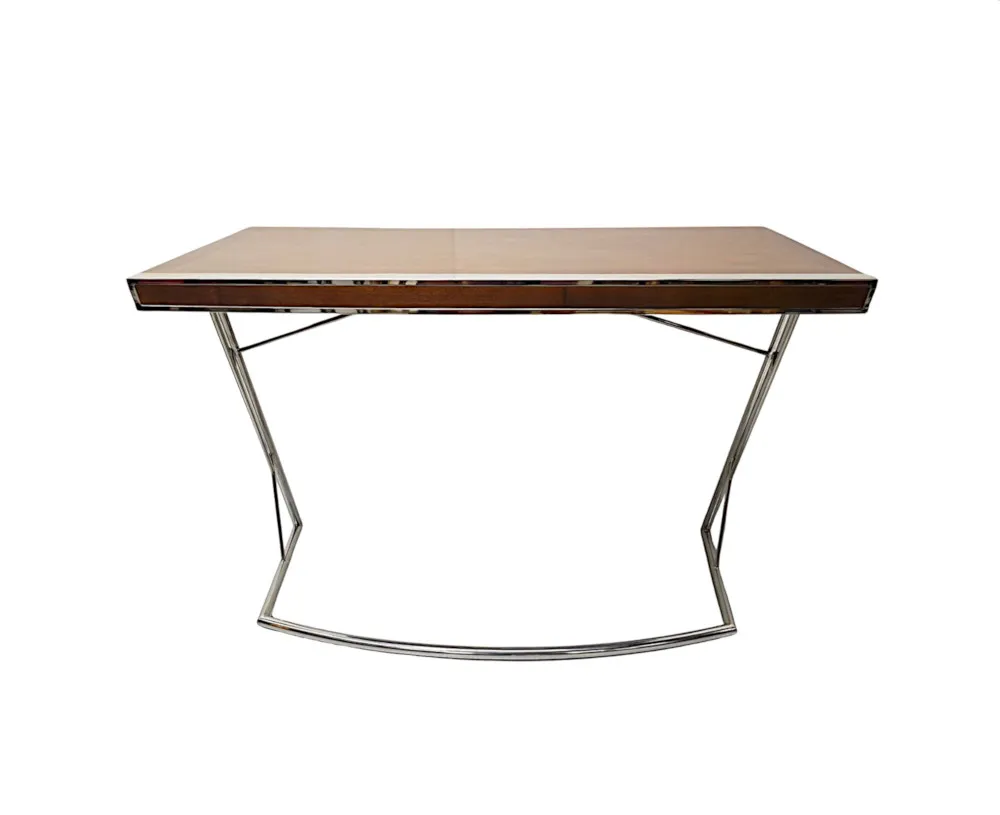 A Fabulous Art Deco Design Chrome and Walnut Desk