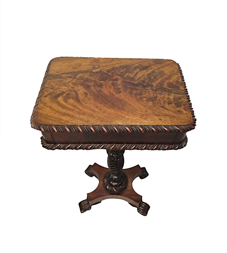 A Very Rare Early 19th Century Regency Small Lamp or Occasional Table with Carved Base