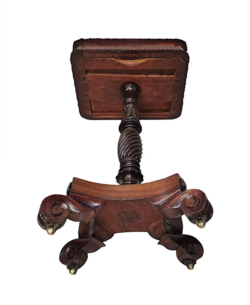 A Very Rare Early 19th Century Regency Small Lamp or Occasional Table with Carved Base