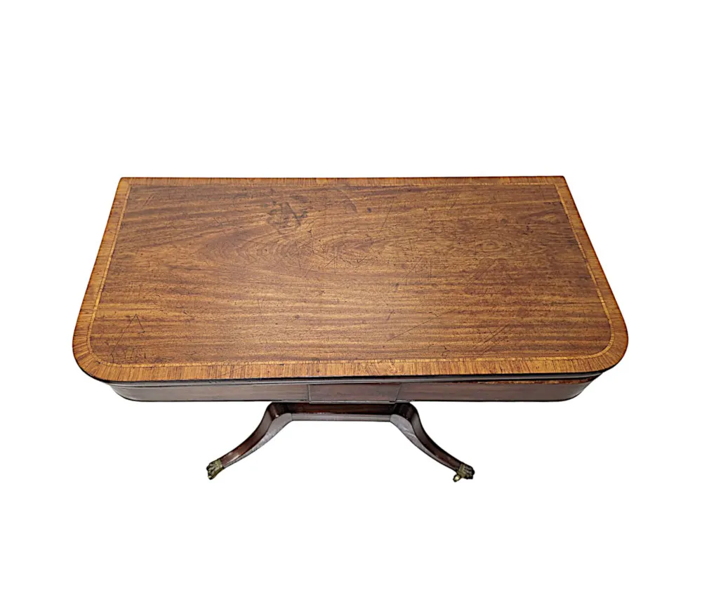 A  Stunning Early 19th Century Regency Cross Banded Turn Over Leaf Card Table