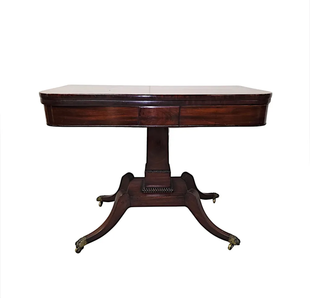A  Stunning Early 19th Century Regency Cross Banded Turn Over Leaf Card Table