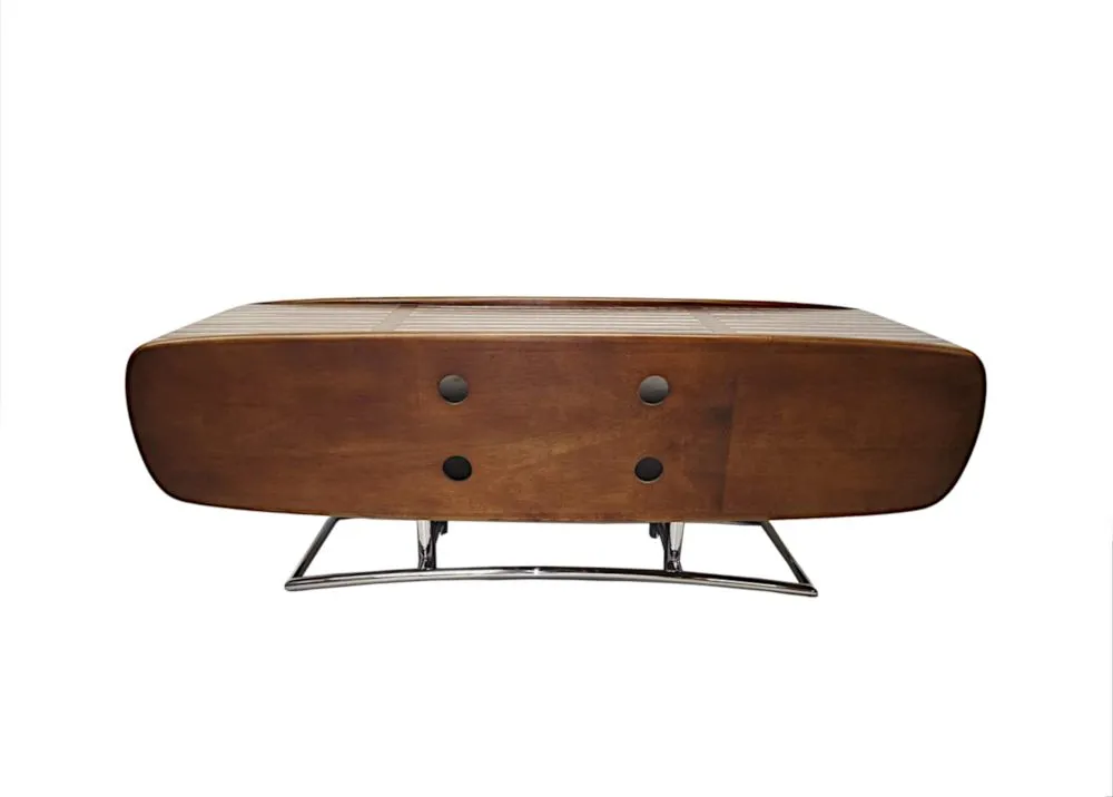 A Fabulous Mid Century Design Handmade Walnut and Chrome Side or Television Cabinet