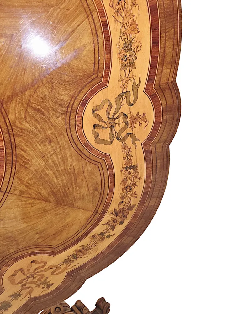 A Very Rare 19th Century Olive Wood Marquetry Inlaid Flip Top Table