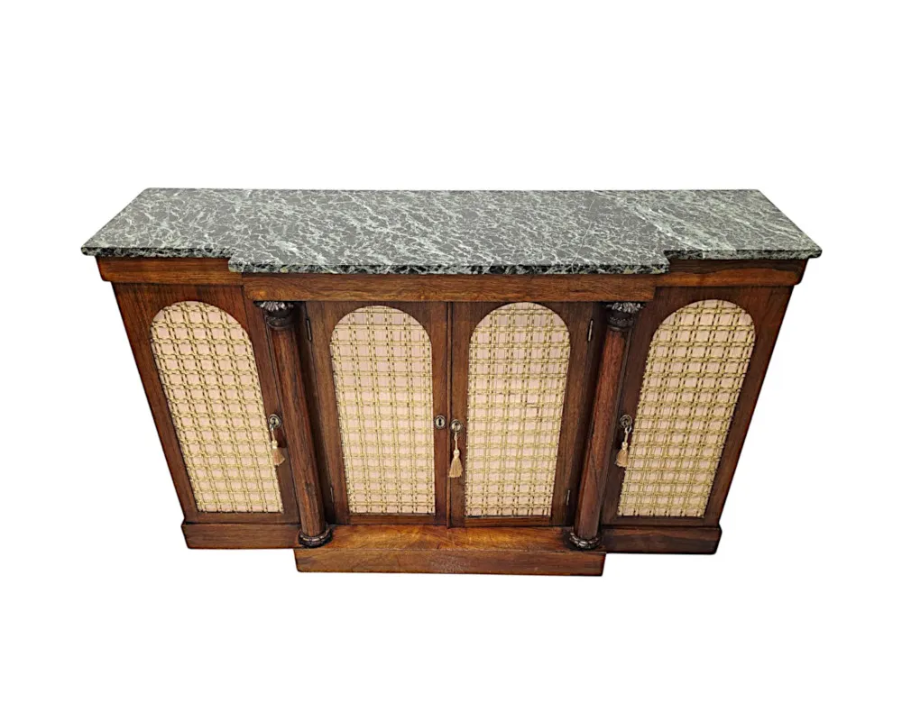  A Fabulous Early 19th Century William IV Marble Top Side Cabinet