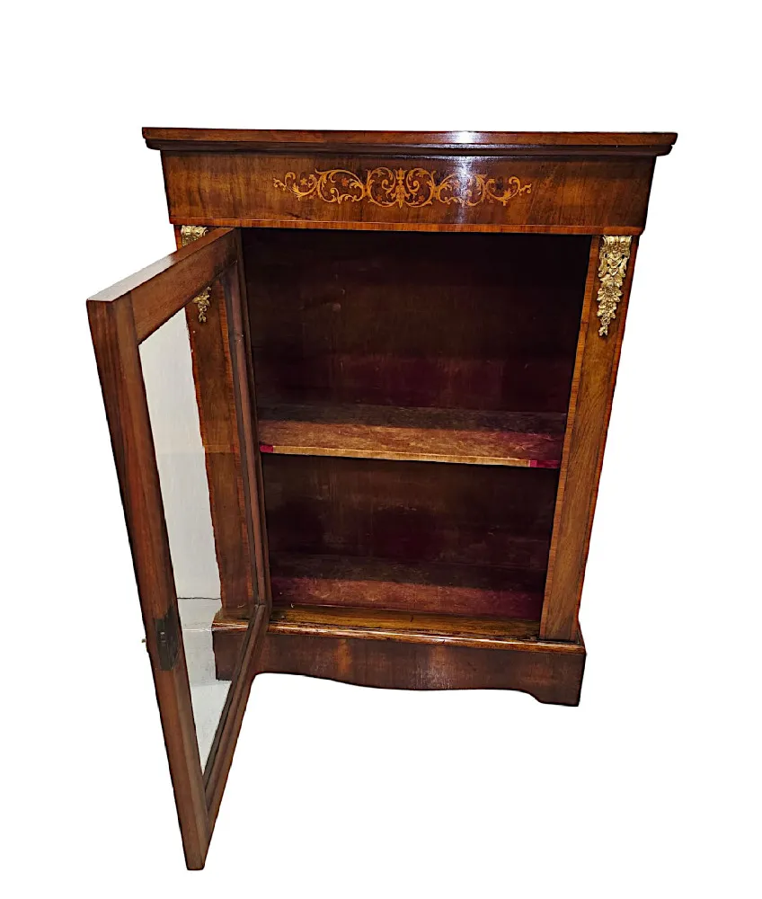 A Very Fine 19th Century Inlaid Pier Cabinet Bookcase or Display Case