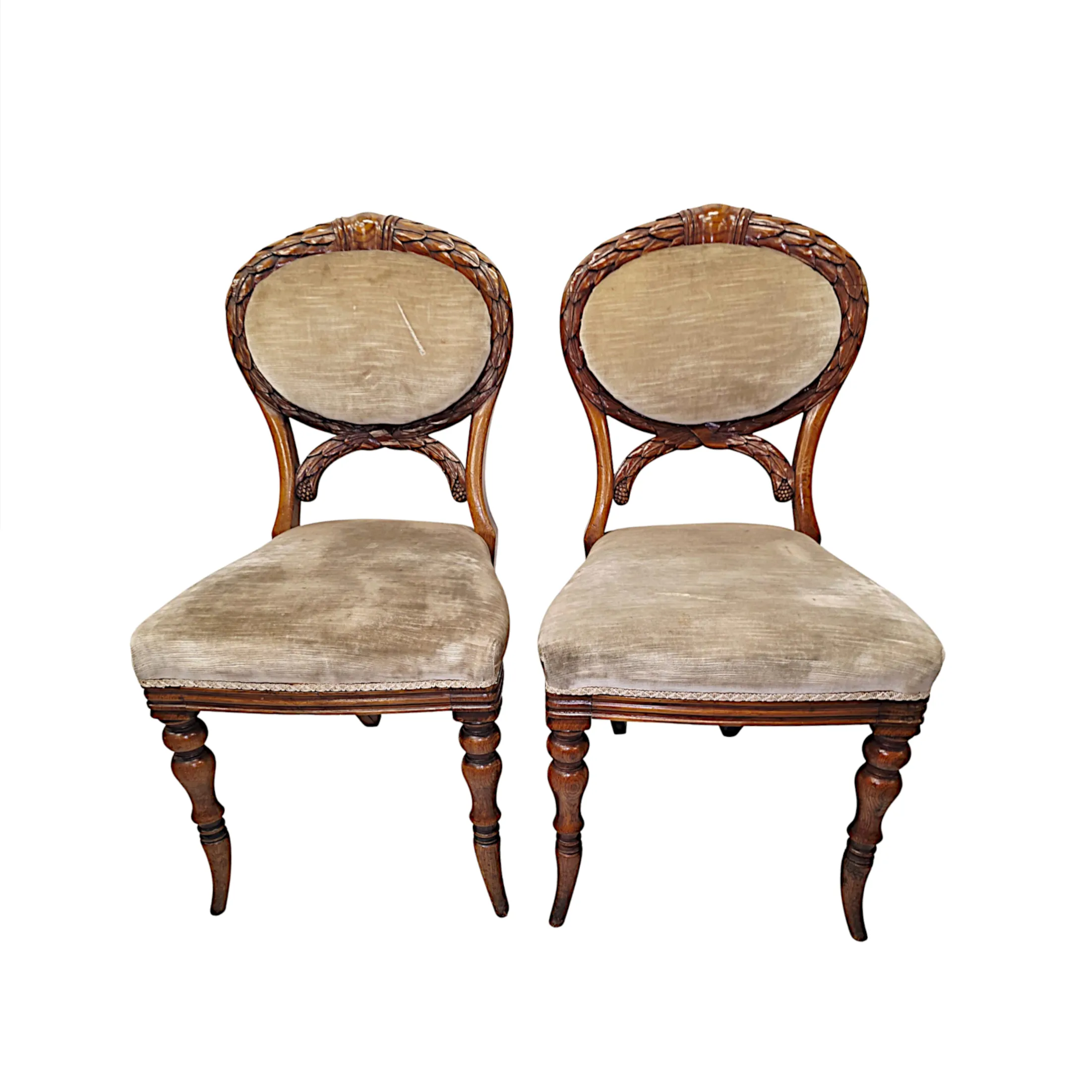A Very Fine Set of Four 19th Century Irish Solid Oak Dining Chairs Stamped 'Strahan' of Dublin