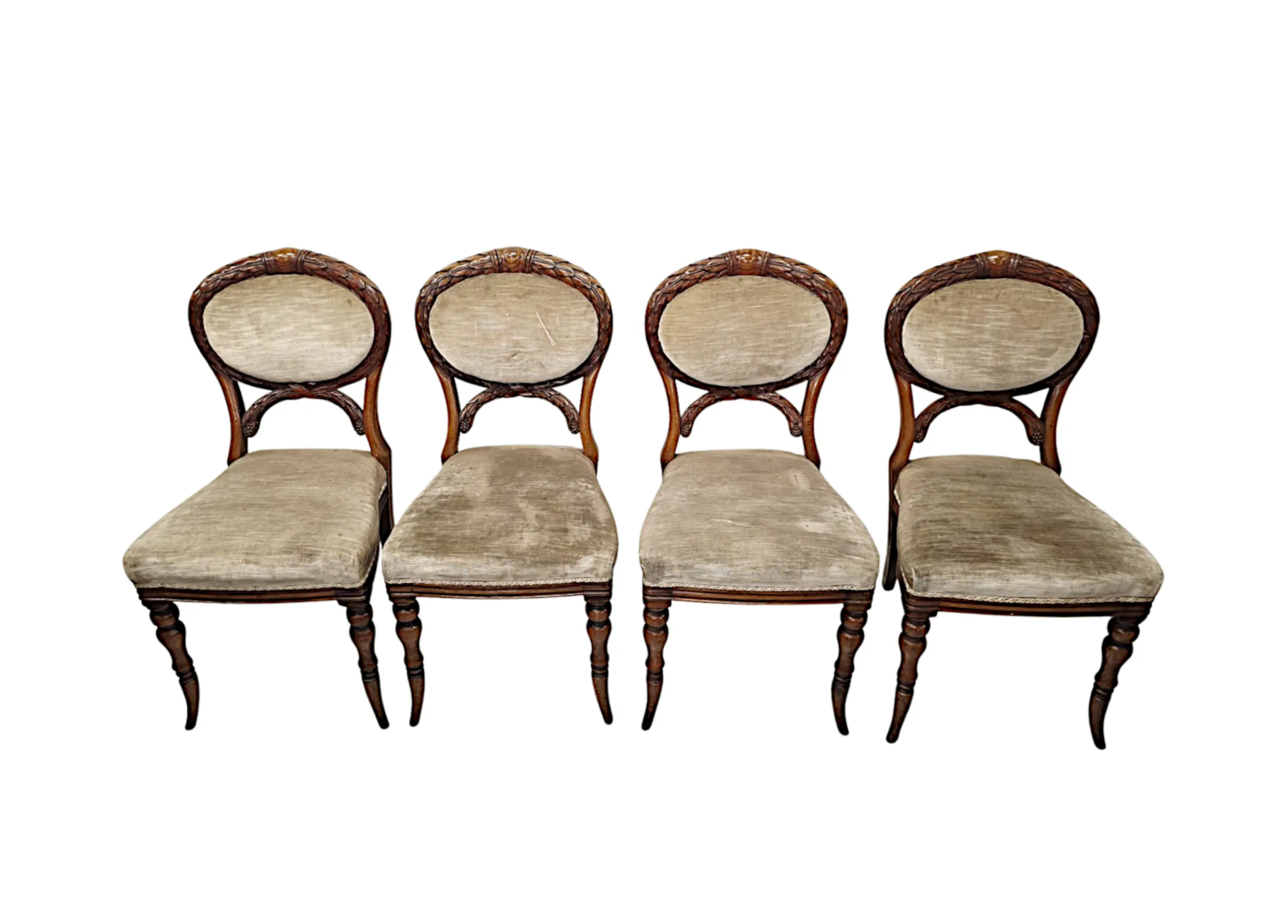 A Very Fine Set of Four 19th Century Irish Solid Oak Dining Chairs Stamped 'Strahan' of Dublin