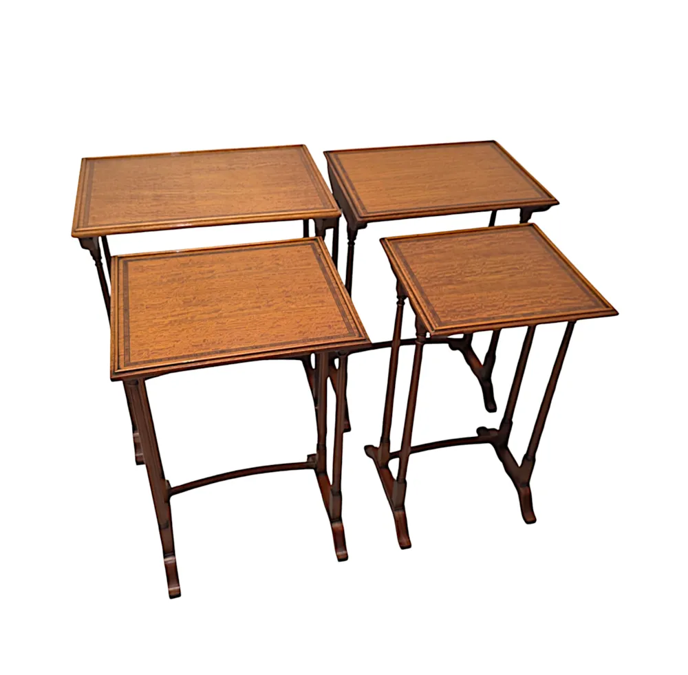 A Very Rare Edwardian Inlaid Satinwood Nest of Four tables 