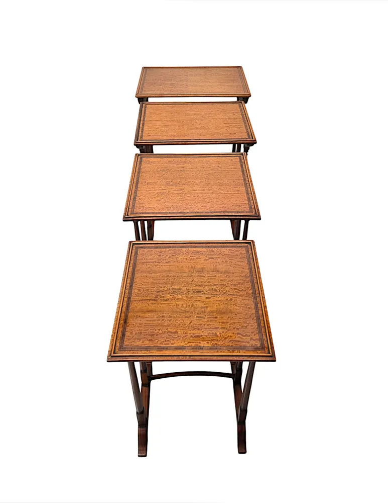 A Very Rare Edwardian Inlaid Satinwood Nest of Four tables 