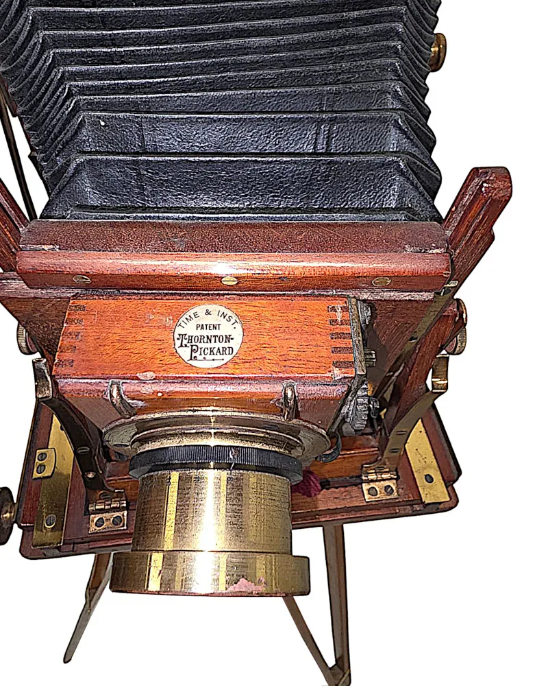 A Very Fine Circa 1900 Double Racked Focus Half plate Camera on Oak Tripod by Benetfink & Co, Cheapside, London