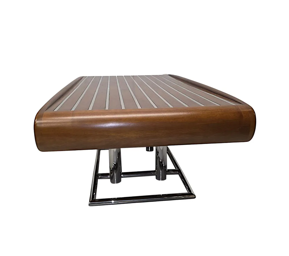 A Stunning Mid Century Design Walnut and Chrome Coffee Table with Four Drawers