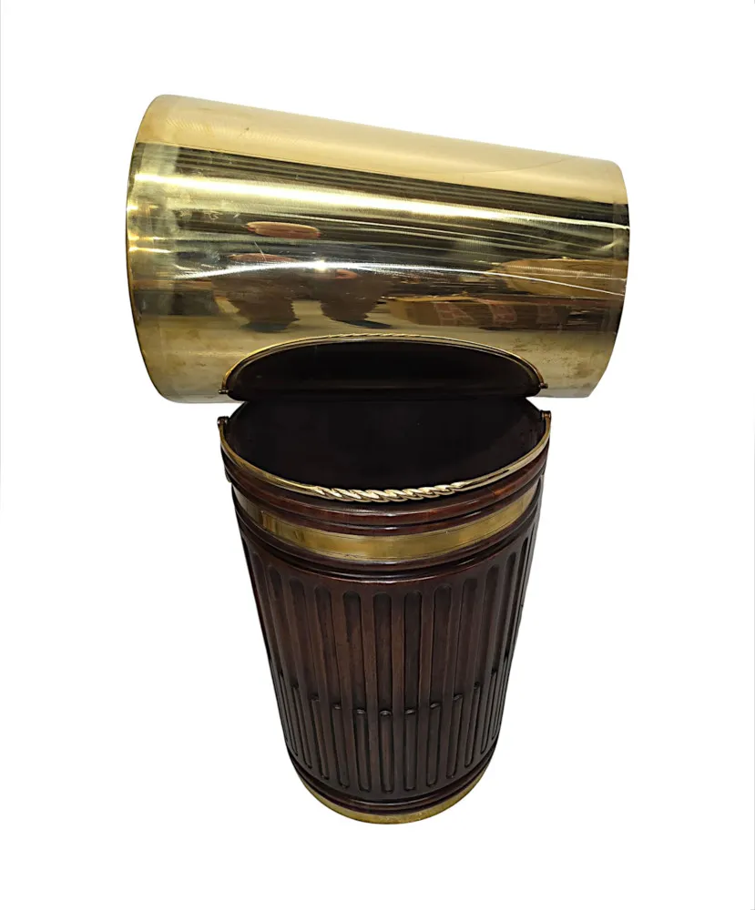 A Gorgeous Large 20th Century Irish Design Hand Made Peat and Log Bucket with Brass Liner and Fittings