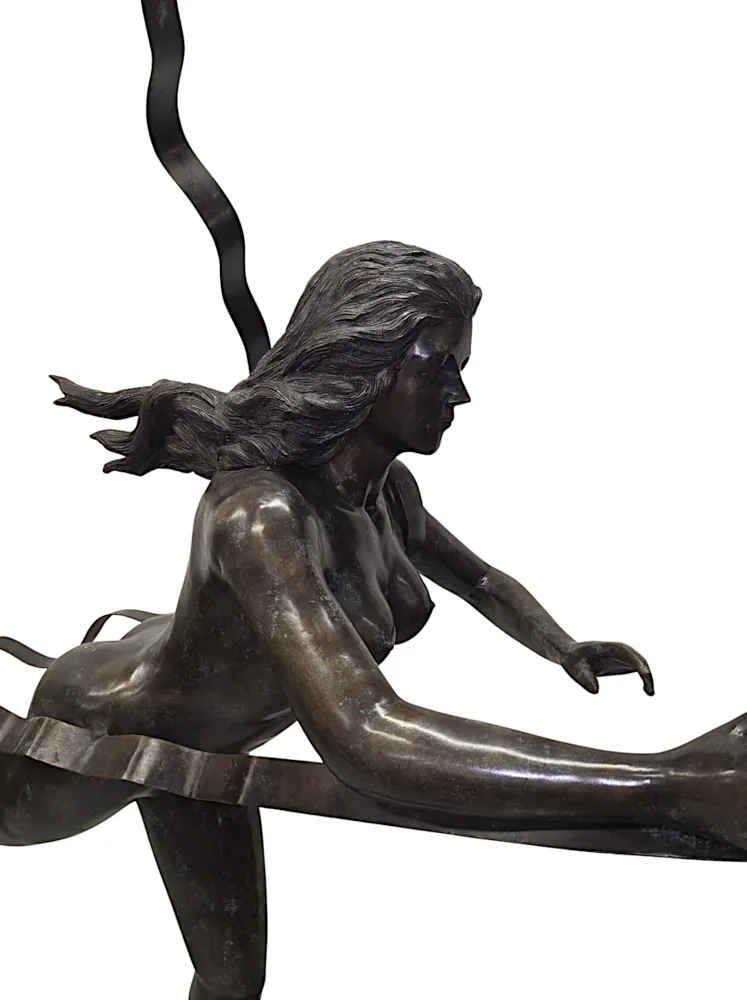 A Fabulous Life Size 20th Century Art Deco Style Bronze Figural Sculpture Depicting the Greek Mythological Maiden 'Atalanta' 