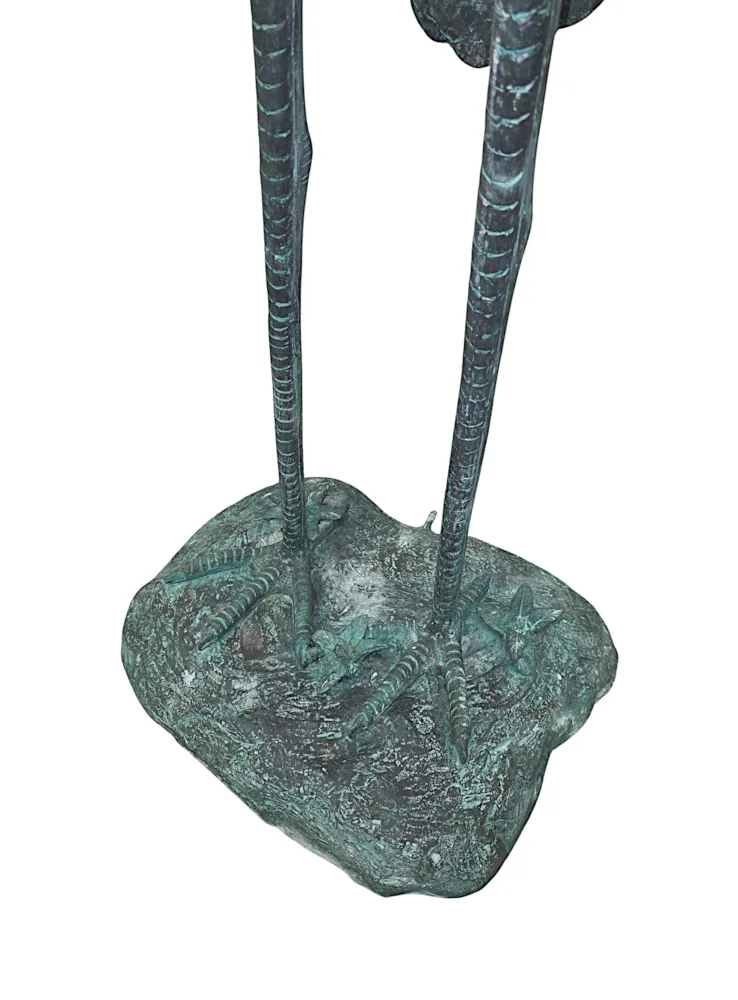 A Very Fine Pair of Bronze Animalier Garden Sculpture or Fountain of a Pair of Cranes