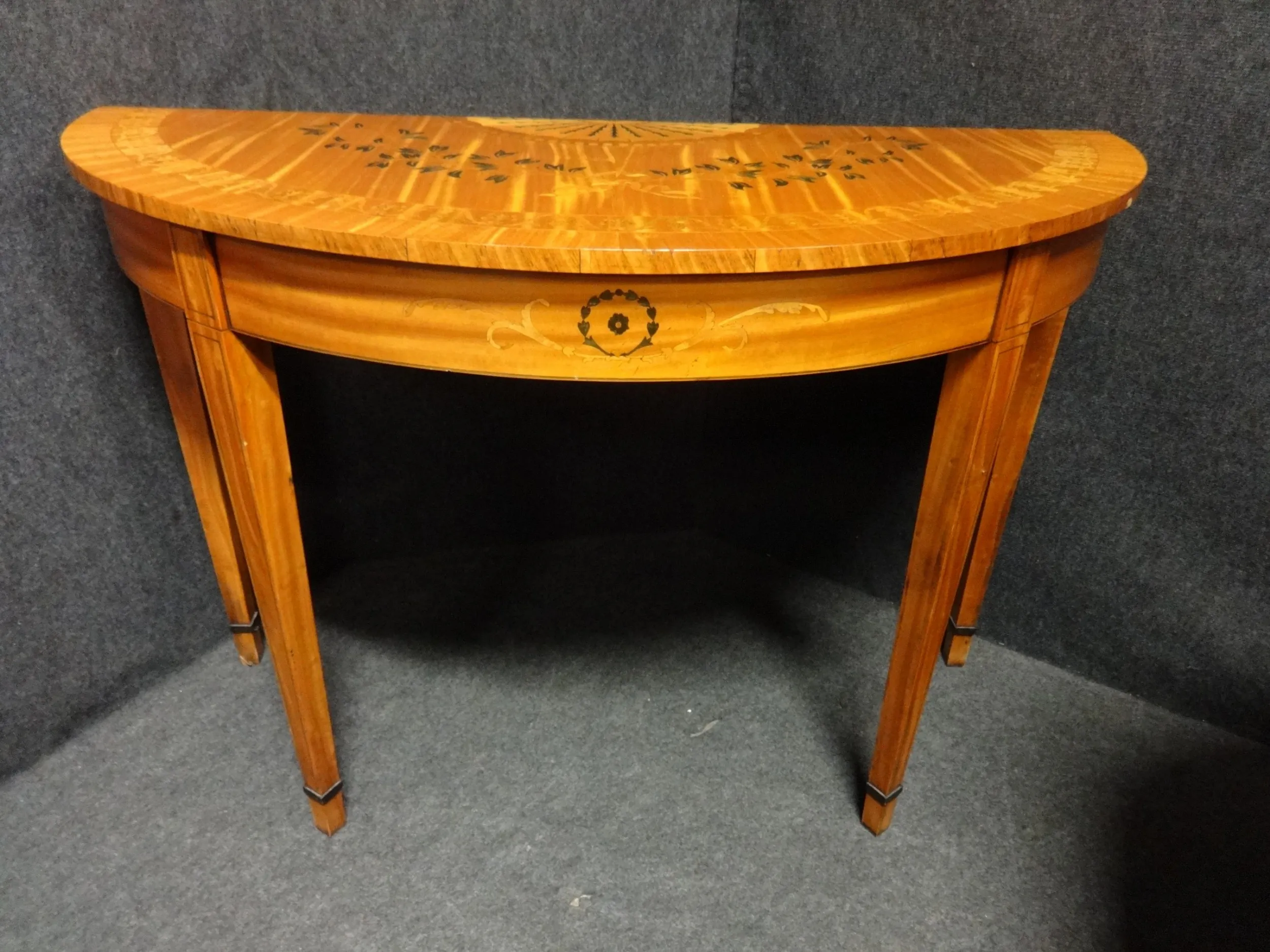 Pair of Satinwood Demi-lune Tables