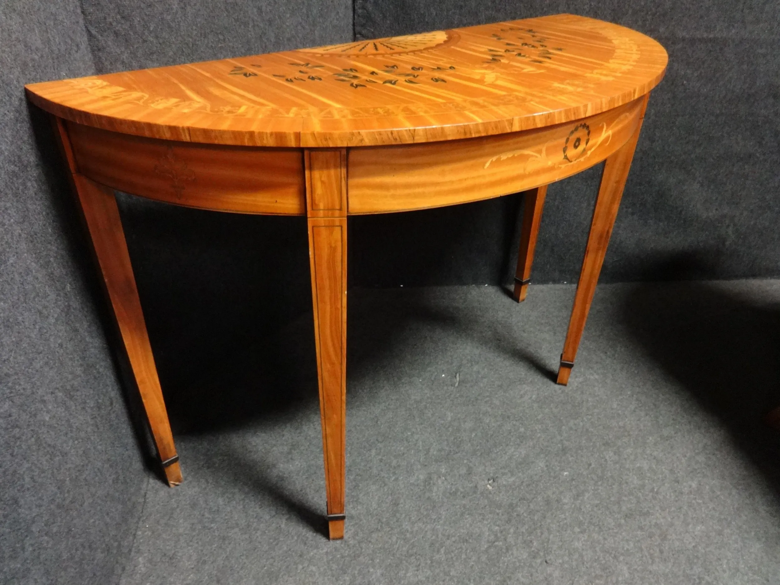 Pair of Satinwood Demi-lune Tables