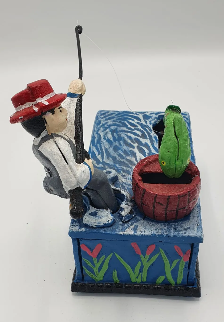 Cast Iron Fisherman Money Bank