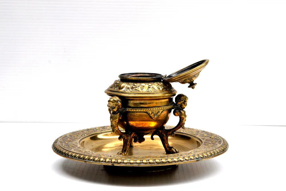 Victorian Brass Inkwell