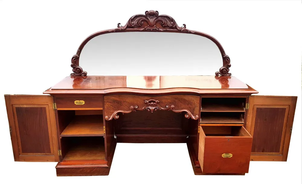 Fantastic Quality 19th Century Victorian Mahogany Mirror-back Pedestal Sideboard