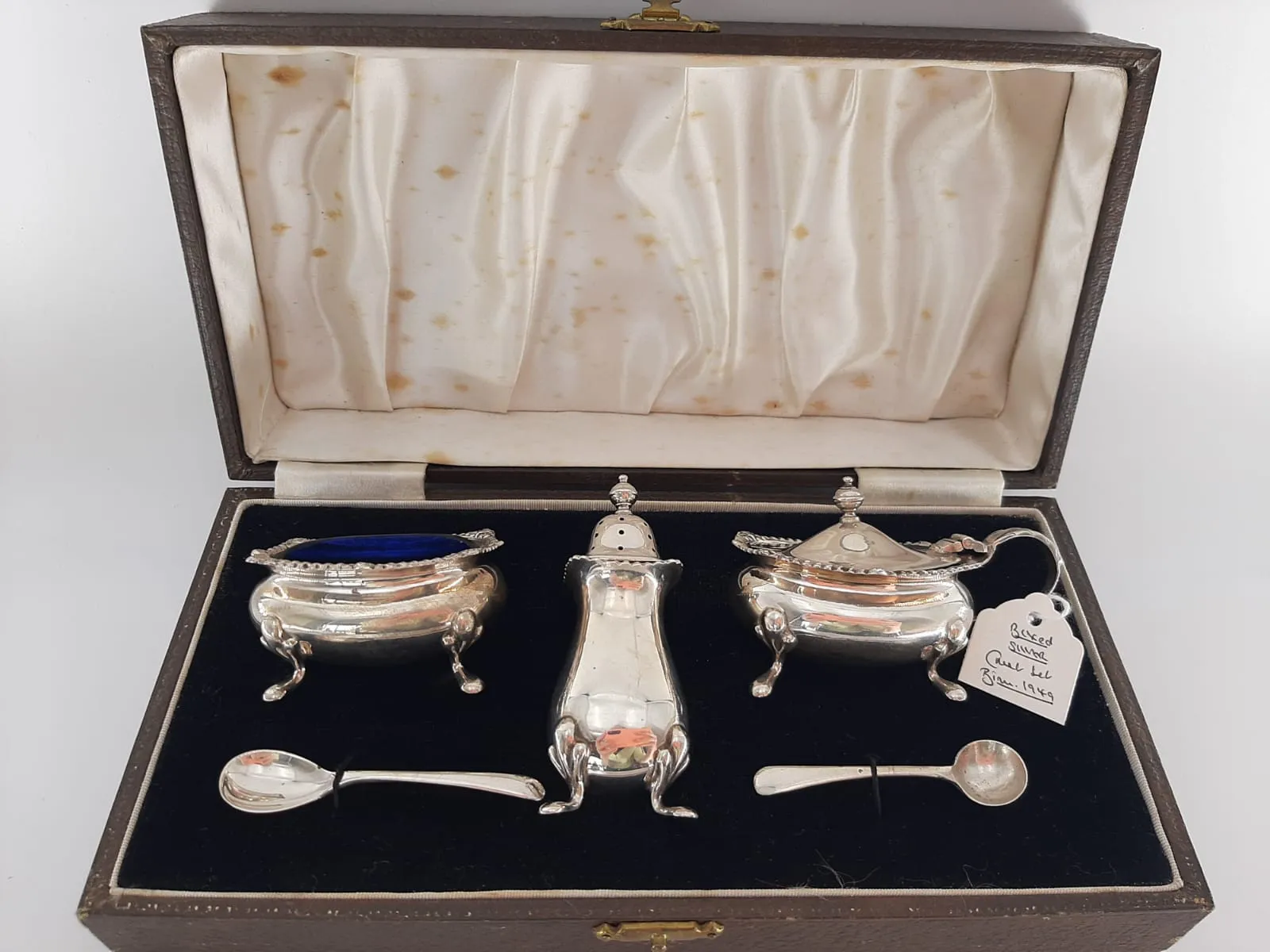 Birmingham 1949 Solid Silver Condiment Set by Mappin & Webb