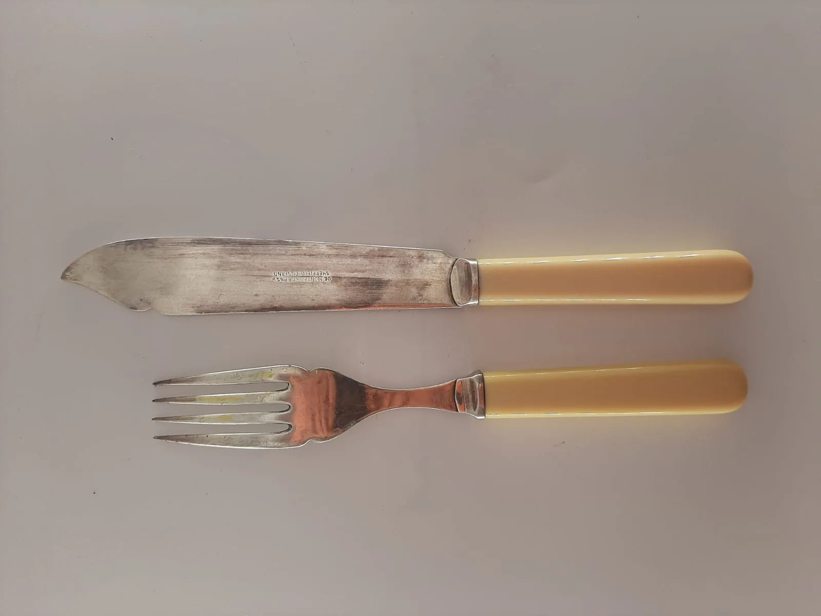 Sheffield Silver Plate & Bone Handled Knife and Fork Set