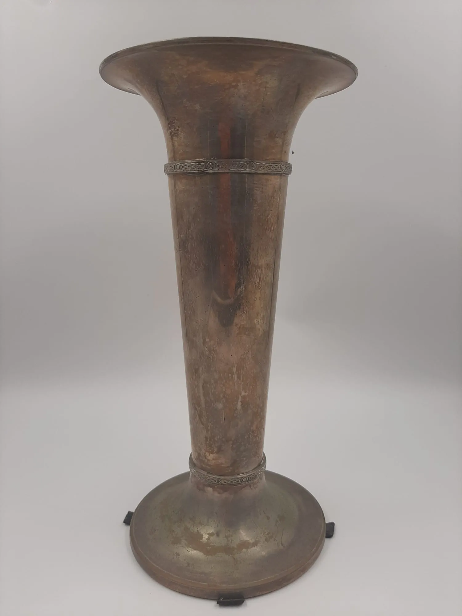 Pair of Edwardian Silver Plate Vases with Celtic Design