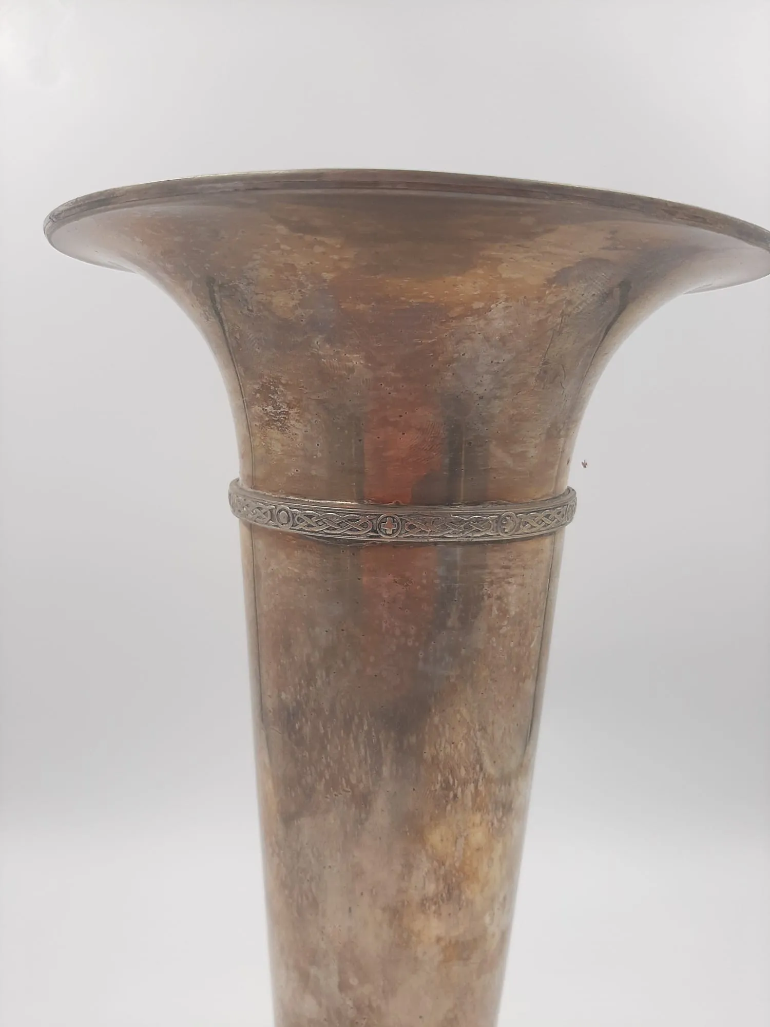 Pair of Edwardian Silver Plate Vases with Celtic Design