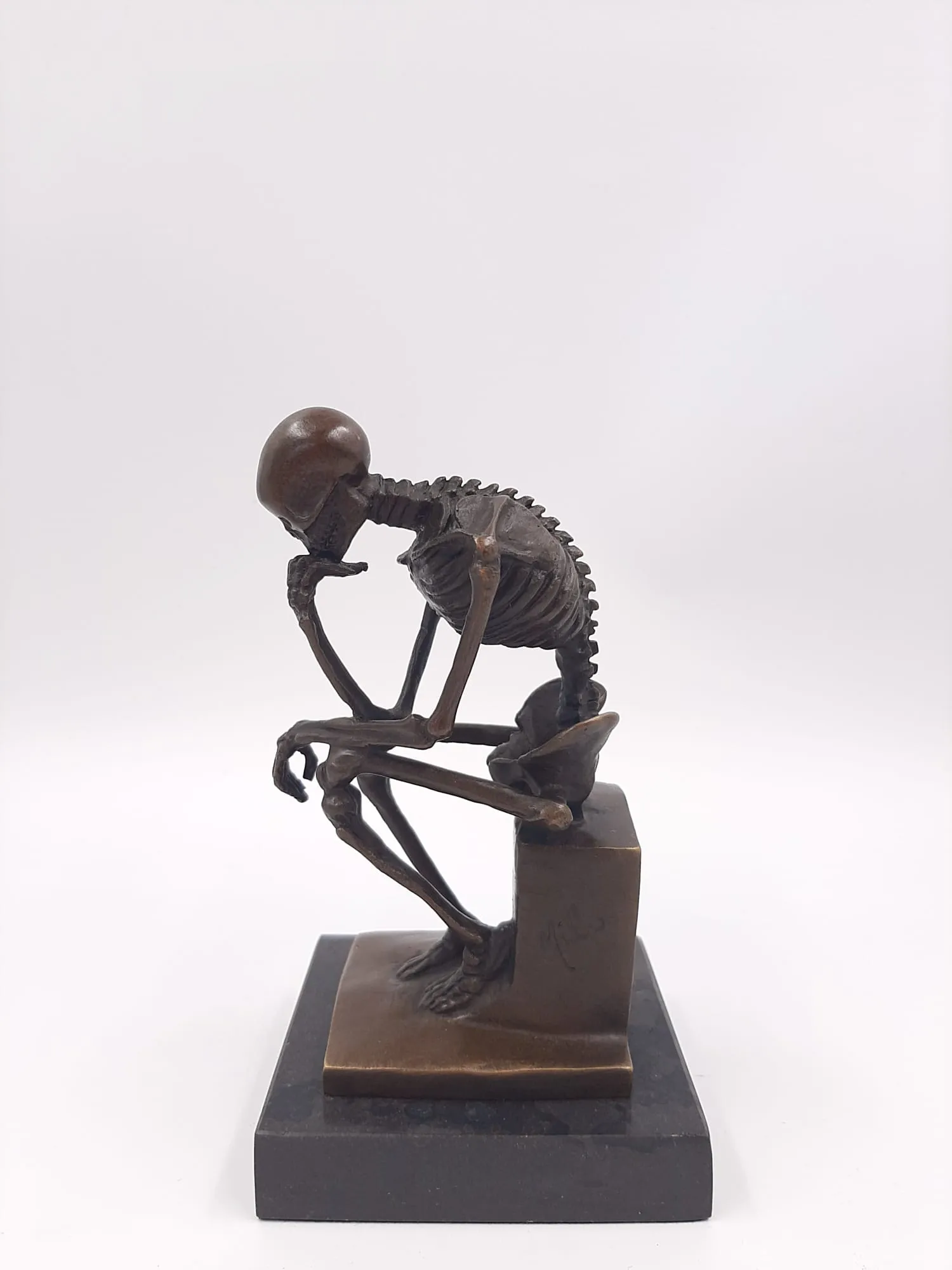 Modern Quality Bronze Sculpture of the Skeleton Thinker