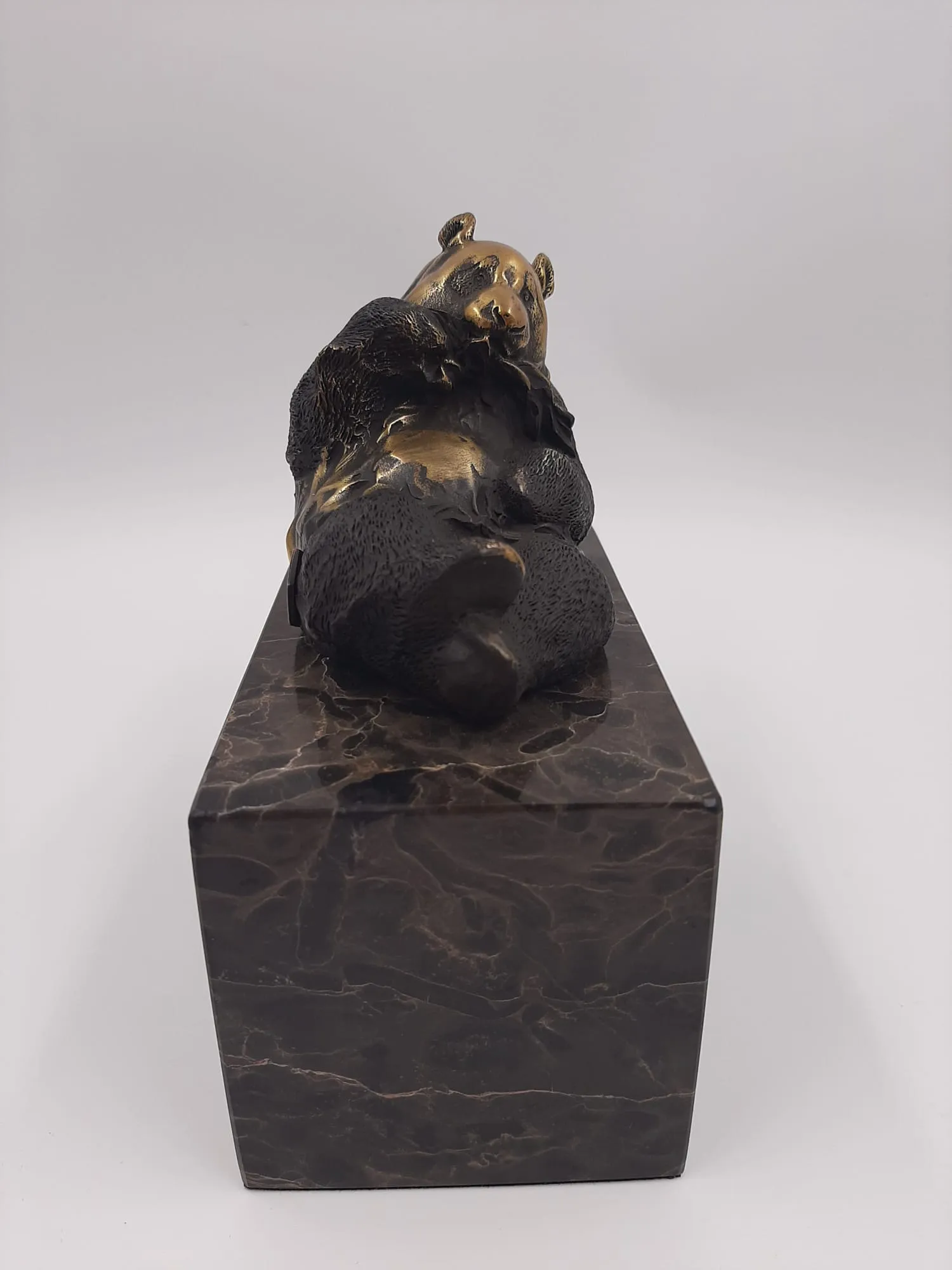 Modern Bronze Sculpture of an Eating Panda
