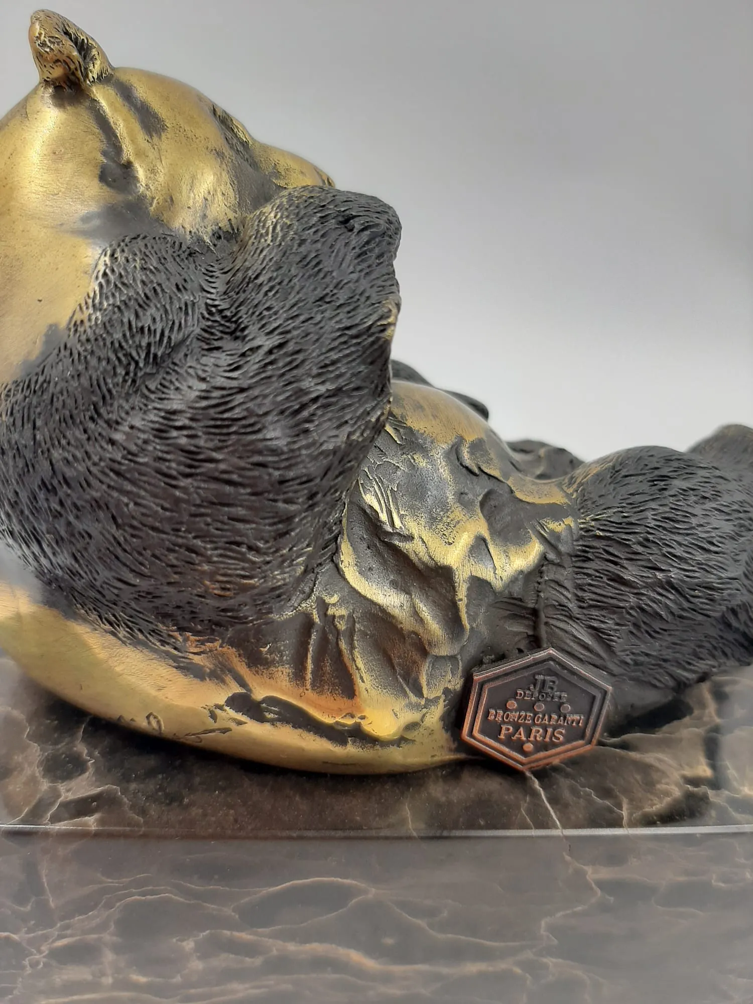Modern Bronze Sculpture of an Eating Panda