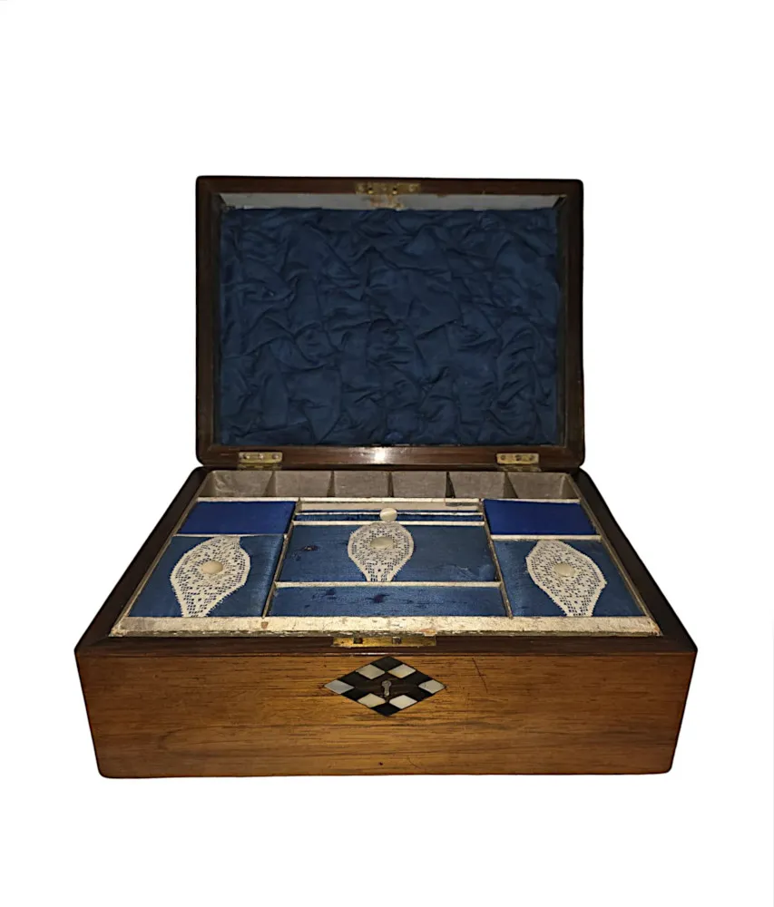  A Fabulous 19th Century Mother of Pearl Inlaid Jewellery Box or Work Box