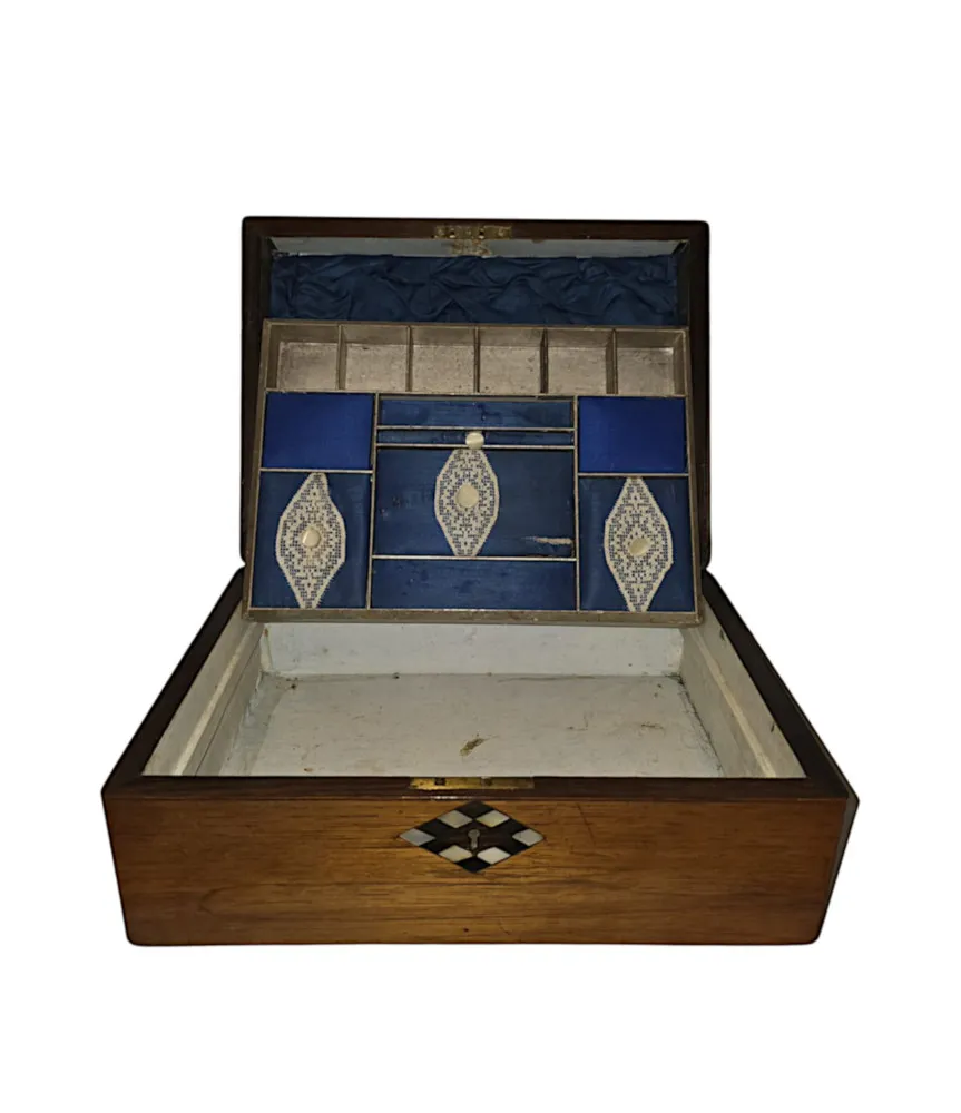  A Fabulous 19th Century Mother of Pearl Inlaid Jewellery Box or Work Box