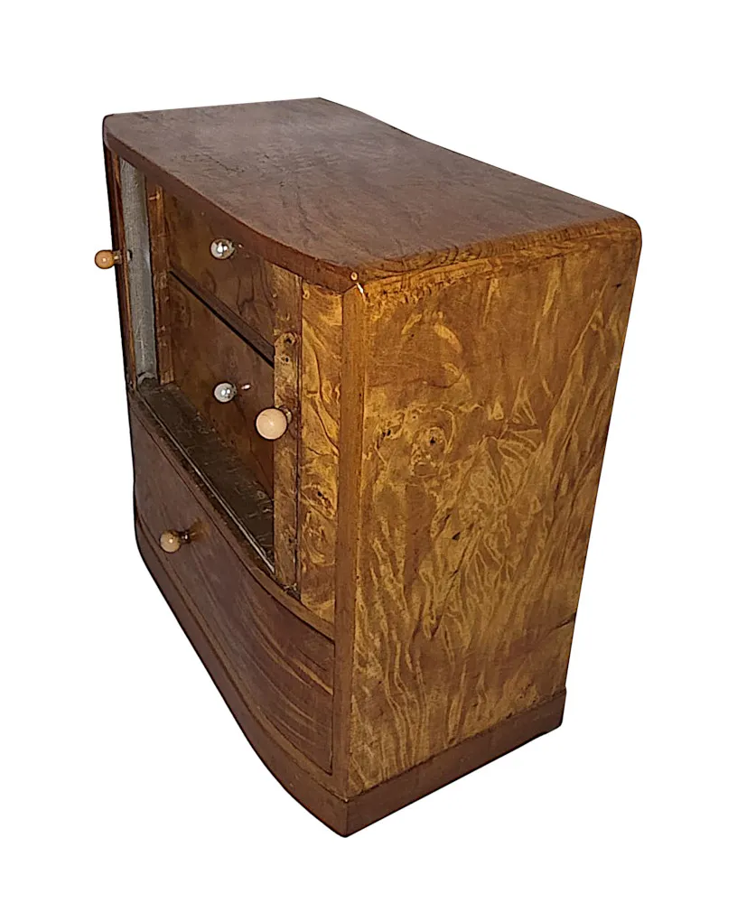  A Stunning Mid Century Design Satinwood Miniature Chest or Jewellery Box
