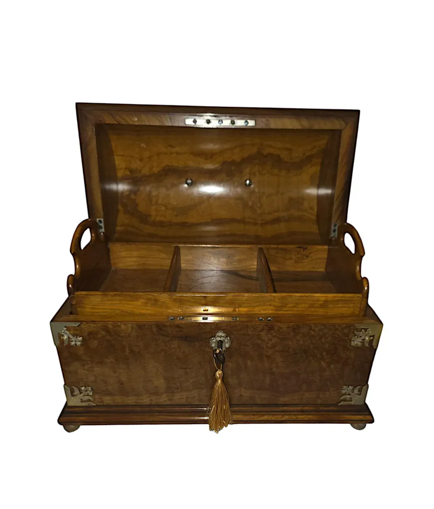  A Gorgeous 19th Century Olive Wood and Brass Mounted Jewellery Box