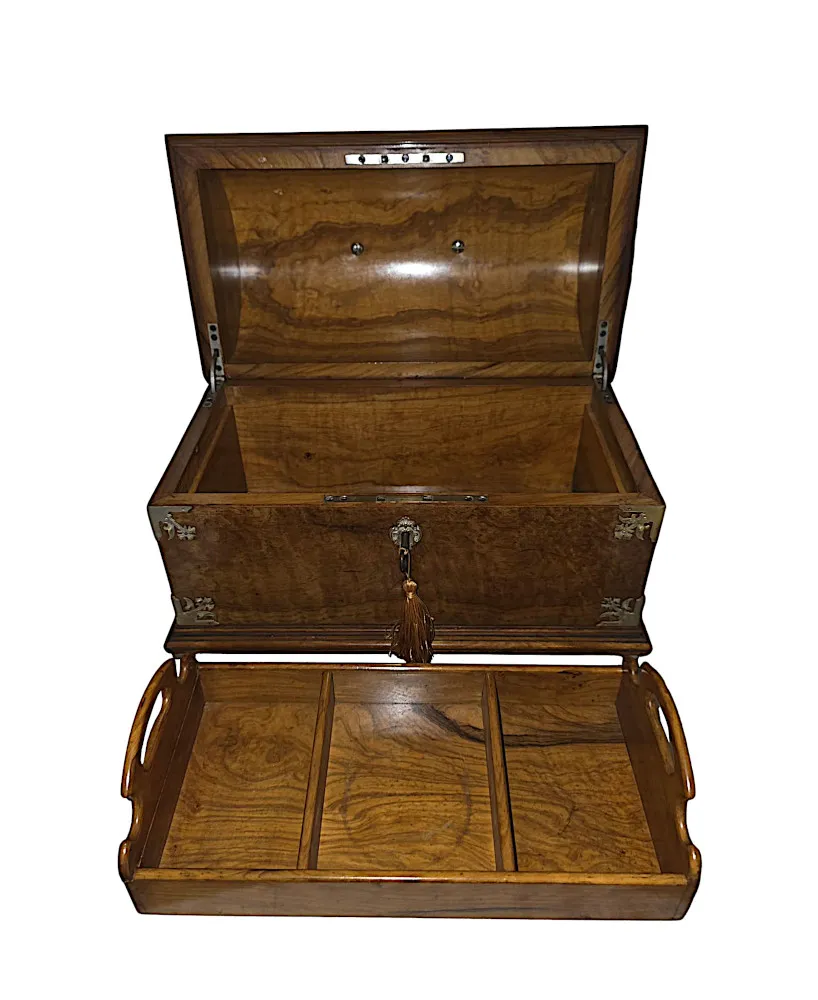  A Gorgeous 19th Century Olive Wood and Brass Mounted Jewellery Box