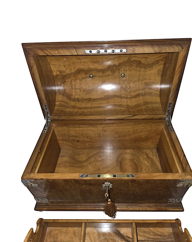 A Gorgeous 19th Century Olive Wood and Brass Mounted Jewellery Box
